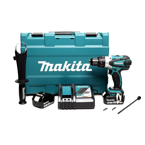 MAKITA สว่านกระแทกไร้สาย 18 โวลต์ ขนาด 13 มม. (1/2 นิ้ว) รุ่น DHP458RFE