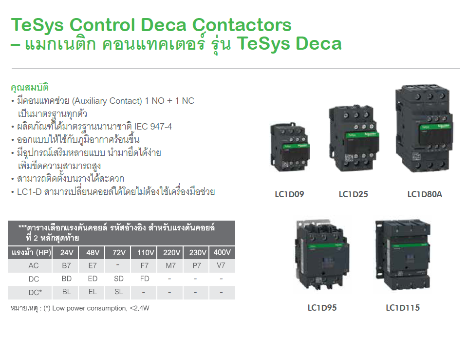 แมกเนติก คอนแทคเตอร์ รุ่น TeSys Deca